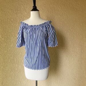 Trina Turk Striped Off the‎ Shoulder Top S